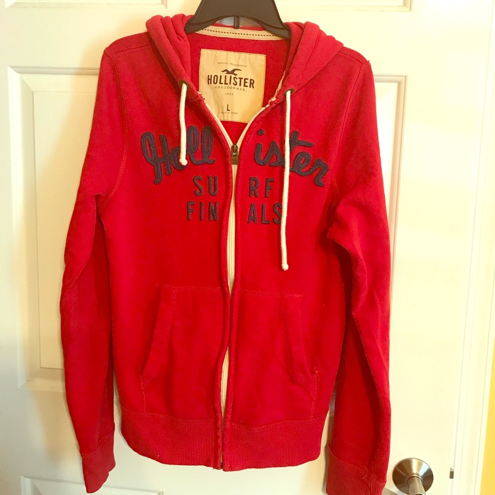 💘Hollister Red zip up hoodie sweatshirt